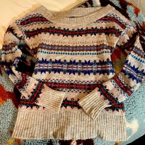 American Eagle women’s festive holiday Christmas party sweater crewmen knit med